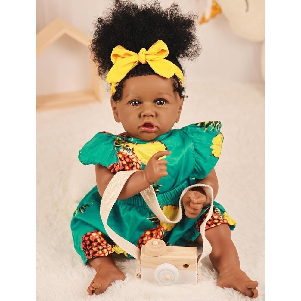 🆕22.8 Inch Reborn Doll with Soft Cloth Body African American Savannah Girl Doll